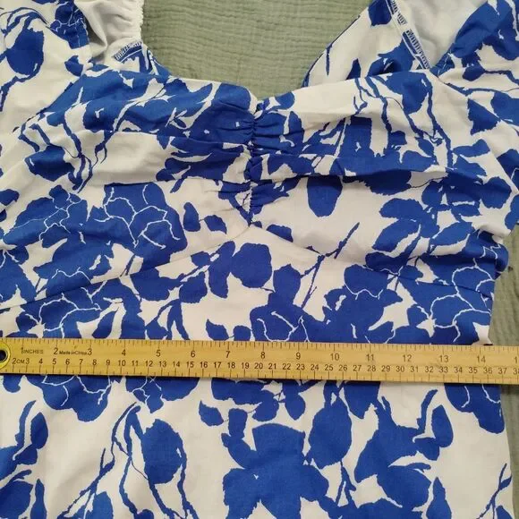 Hyacinth House Blue Seaport Tie Back Floral Midi Dress Cottagecore L - Picture 7 of 11